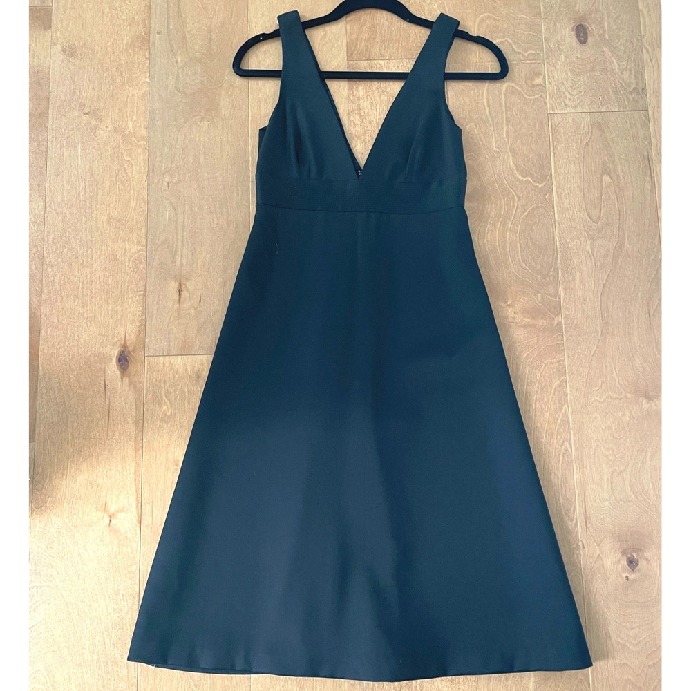 J.Crew Black 100% Virgin Wool V-Neck A-Line Empire Waist Cocktail Dress Size 0